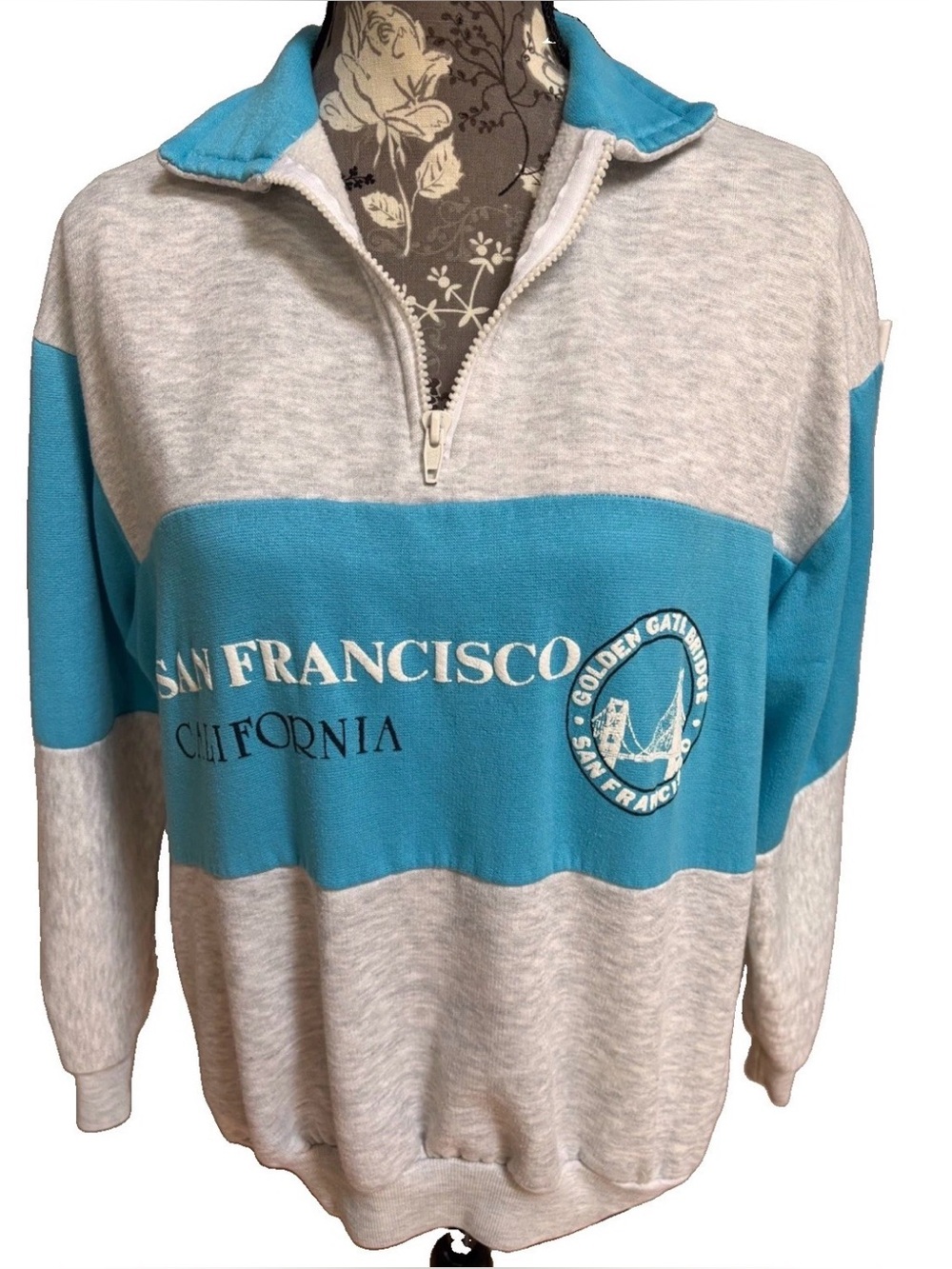 Vintage San Francisco Golden Gate Sweatshirt 1/4 Zip Made In US Size Medium